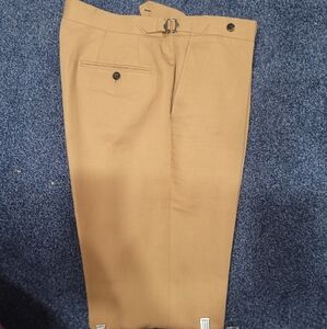 Spier and Mackay Tan linen mens dress pants with Side Tabs